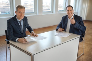 Charles Hertoghe, Business Development & Strategy Vice-President, Engie Thermal & Supply Europe (left), and Thore Lapp, Head of Business Unit Green Energy and Sustainability at Tüv Süd Engie and Tüv Süd cooperate on hydrogen and power to X 300 200