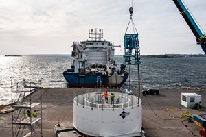 NKT used the cable vessel NKT Victoria to transport the cable from the factory into the basket NKT used the cable vessel NKT Victoria to transport the cable from the factory into the basket