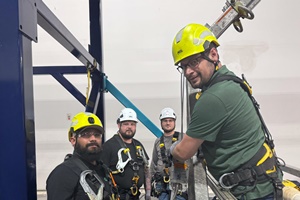 Technicians undertaking rescue training on the newly installed platform structure at GEV’s North American Wind Academy Technicians undertaking rescue training on the newly installed platform structure at GEVs North American Wind Academy
