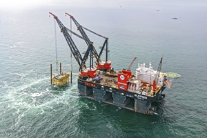 TenneT 'socket' installed for West Beta wind farm off Egmond aan Zee coast (courtesy TenneT) TenneT socket installed for West Beta wind farm off Egmond aan Zee coast