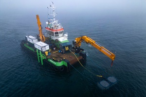 The Hydromole was deployed from a shallow draft multicat vessel for completion of the work scope The Hydromole was deployed from a shallow draft multicat vessel for completion of the work scope