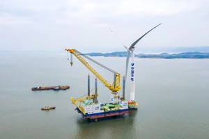 First turbine installed at Fujian Fuqing Haitan Strait offshore wind farm First turbine installed at Fujian Fuqing Haitan Strait offshore wind farm